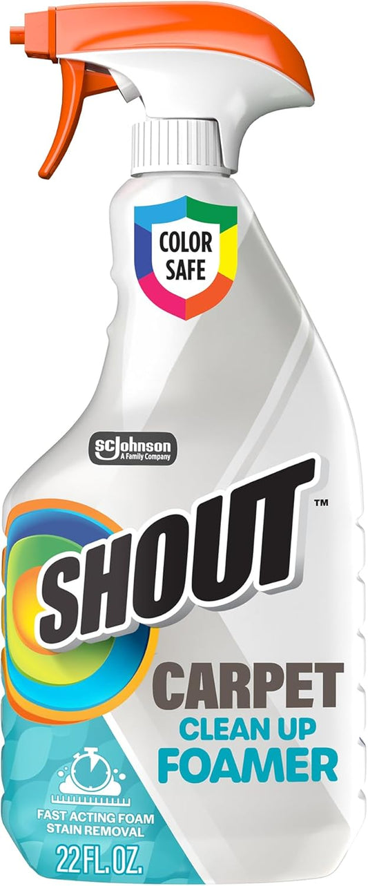 Shout Carpet Clean Up Foamer Rug & Carpet Cleaner, Color Safe and Fast Acting Spot & Stain Remover, 22 oz Trigger Spray