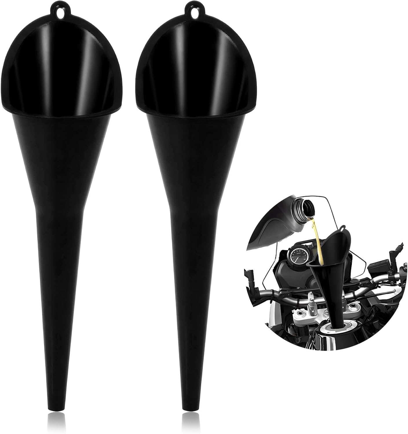 Oil Funnel, Multi-Purpose Plastic Long Neck Oil Funnel, Automotive Use Funnels for Filling Oils Lubricants Water Diesel, Kitchen Funnels for Filling Bottles Jars (Black)