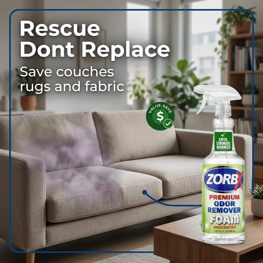ZORBX Unscented Odor Eliminator for Strong Odor 16 Fl Oz - Used in Hospitals & Healthcare Facilities - Advanced Trusted Formula, Fast-Acting Odor Remover Spray for Dog, Cat, House & Carpet