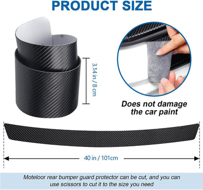 Soft & Bendable Rear Bumper Guard Protector 37.4" x 2.56" - Carbon Fiber Leather Anti-Scratch Strip for SUV/Trunk | Flexible But NOT Stretchable | Trim to Fit