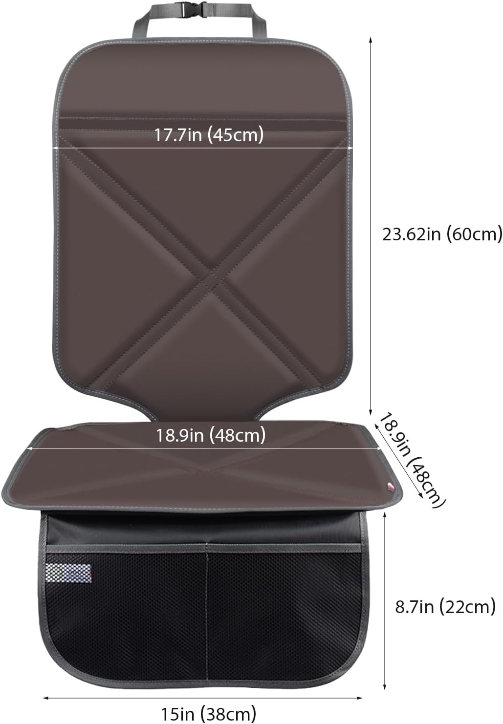 Viaviat Car Seat Protector Leather Waterproof Child Safety Seat Protector Cover with Thick Pad and 2 Large Pockets Durable Kick Mat for All Auto Seat (Beige)