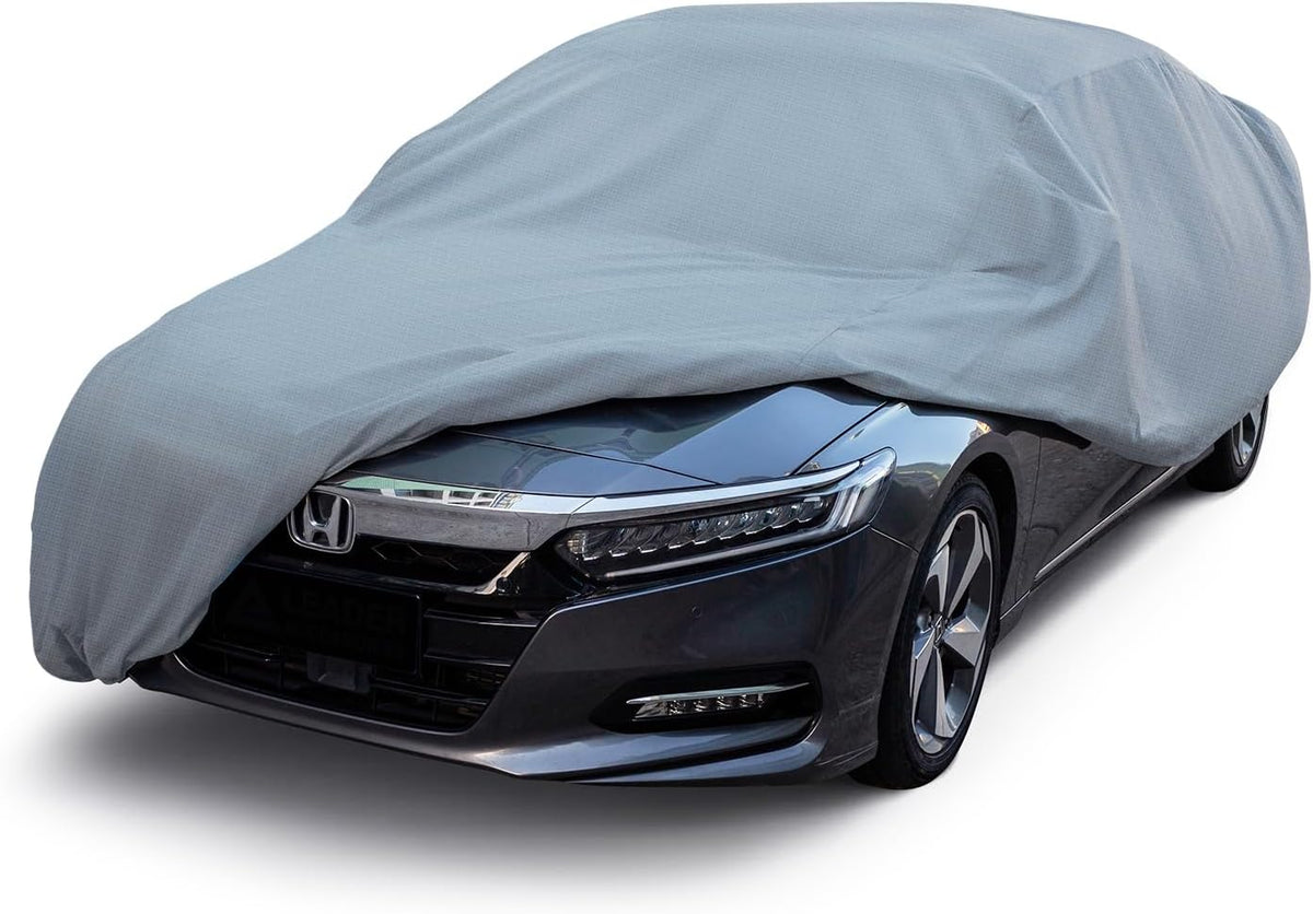 Season Guard Car Cover for Sedans up to 205", Breathable Full Exterior Vehicle Cover, Lightweight Dustproof Indoor & Light Outdoor Car Cover, Gray