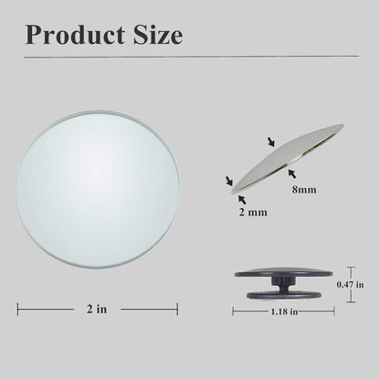 2 pcs Blind Spot Mirrors, 2" Round HD Glass Convex 360° Wide Angle Side Rear View Mirror with ABS Housing for Cars SUV and Trucks, Black, Pack of 2