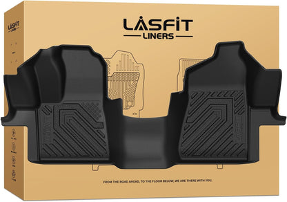 LASFIT Floor Mats for Ford F-150 2021-2026 | F150 Lightning 2022-2025 SuperCrew (Rear w/Fold Flat Storage) Carpet Floor All Weather Car Liners TPE Truck Mats - 1st and 2nd Row, 3pcs Black