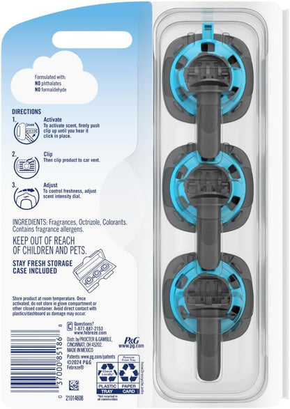 Febreze Car Air Freshener, Odor-Fighting Automotive Vent Clip, Gain Original Scent, 3 Count