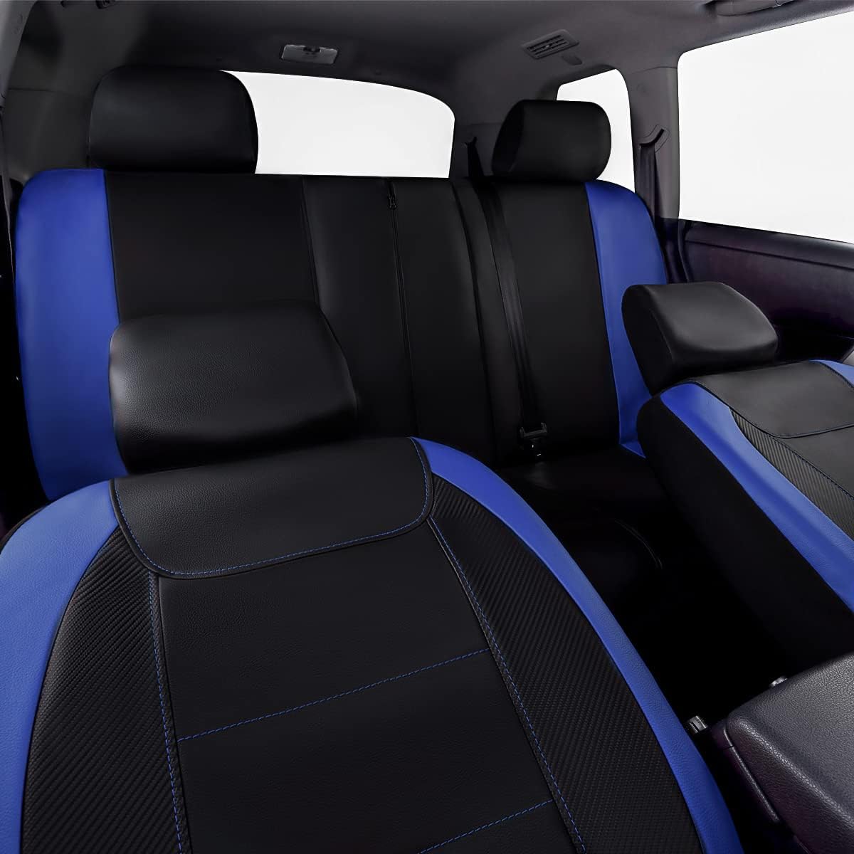 Flying Banner Carbon Fiber Leather Vehicle Seat Covers, Leopard Gray Black, Universal Fit - 8PCS