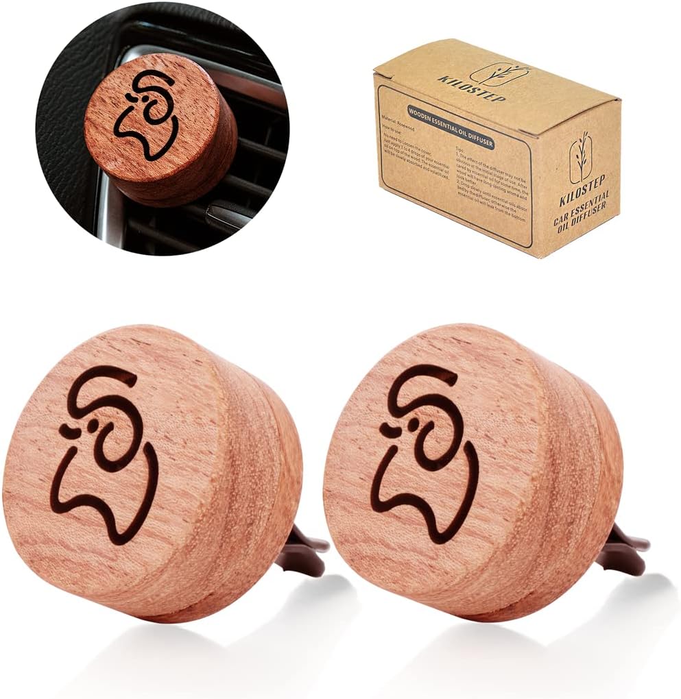 Essential Oil Car Diffuser, 2 PCS Car Aromatherapy Wood Diffuser with Vent Clip