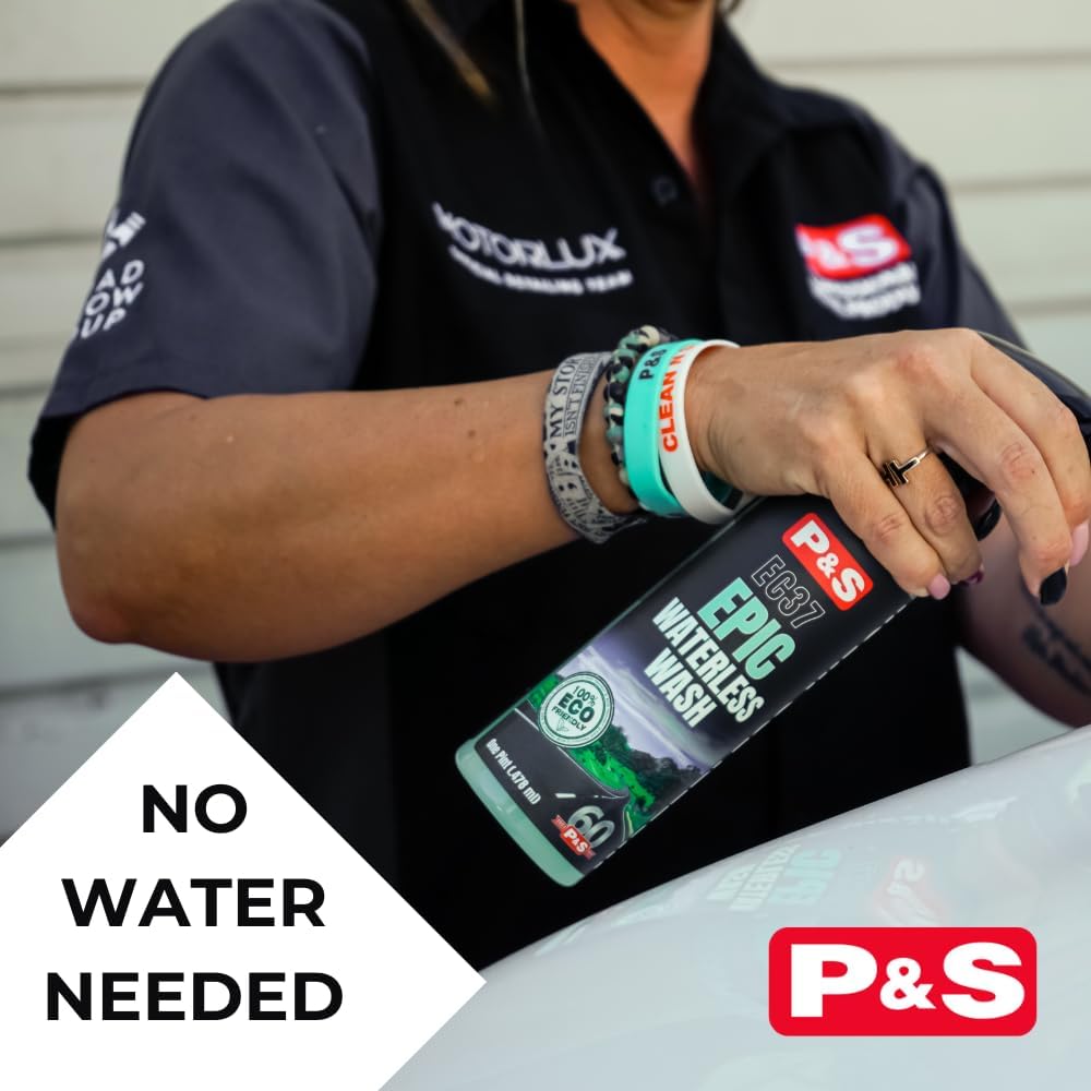 P&S Professional Detail Products Epic Waterless Wash – No-Water Car Cleaner, Polymer Gloss Intensifier, Safe on Paint, Metal & Glass, Quick Detailer & Wax Alternative, 1 Pint