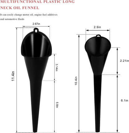 Oil Funnel, Multi-Purpose Plastic Long Neck Oil Funnel, Automotive Use Funnels for Filling Oils Lubricants Water Diesel, Kitchen Funnels for Filling Bottles Jars (Black)