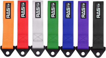 RASTP High Strength Racing Tow Strap, Tow Hook Fit for Front or Rear Front Bumper Decorative Trailer Belt (Black)