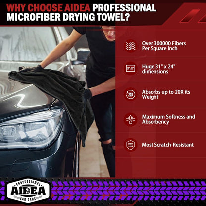 AIDEA Microfiber Cleaning Cloth 24 Pack, Microfiber Towels for Cars, Soft & Absorbent Cleaning Rags, Premium Lint Free Shop Towels for House, Kitchen, Car, 12inx16in