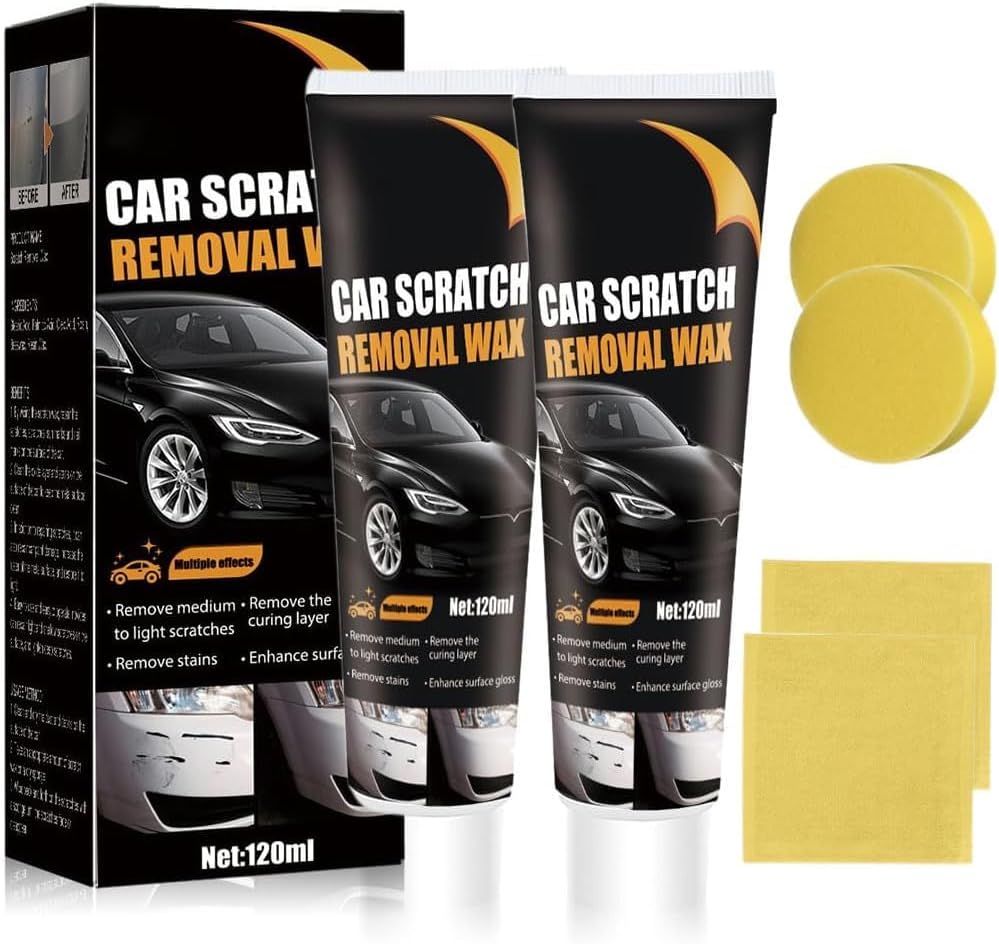 2PCS Scratch Remover for Vehicles, 2026 New Car Scratch Removal Wax, Car Scratch Repair Paste Car Scratch Remover Kit, Cars Paint Scratchs Repair Kit with Wipe Sponge