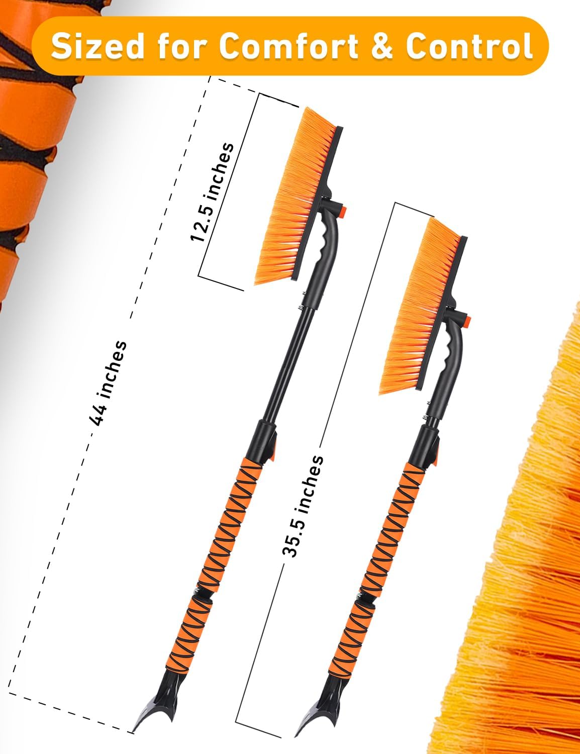 EcoNour 27" 3 in 1 Snow Brush with ice Scraper for car Windshield and Window | 360° Aluminum Rotatable Snow Brush for car | Winter Snow Removal Tools with Detachable Foam Grip | Winter Car Accessories
