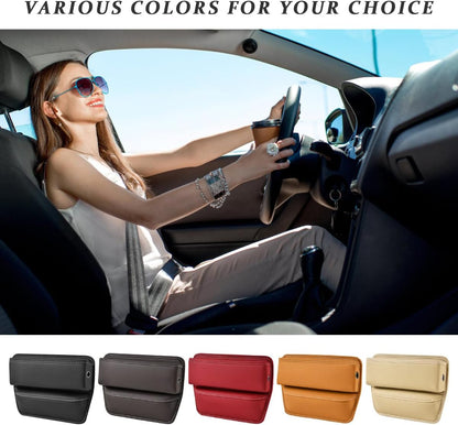 Kewucn Car Seat Gap Organizer, Adjustable Leather Front Seat Gap Filler Storage Box, Multifunctional Auto Console Side Pocket Organizer for Phone Glasses Key Card, Car Accessories (Black)