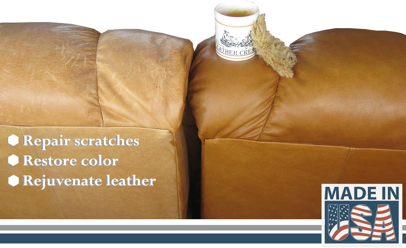 Skidmore’s Leather Cream: All-Natural, Non-Toxic Leather Conditioner - Made in USA Since 1984. Water Repellent Formula Restores Leather Couches, Car Seats, Boots, Shoes, Purses, Bags, and Tack. 6 Oz