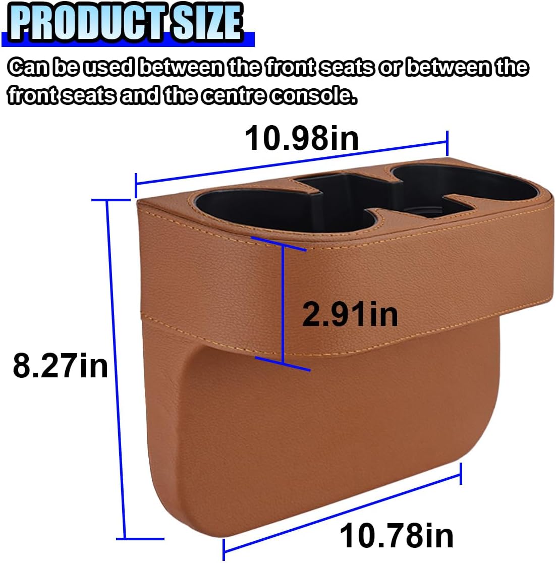 ZIMISI Car Cup Holder, PU Leather Auto Front Console Gap Filler Organizer, Multifunctional Cup Drink Holder, Car Seat Gap Filler Storage Box, Coin Bucket, Cell Mobile Phone Holder (Grey)