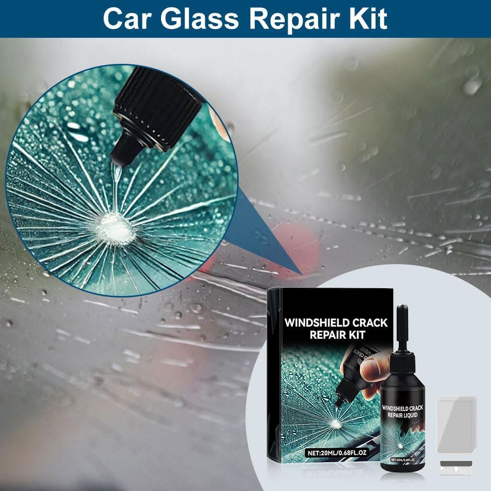 Upgrade Windshield Crack Repair Kit, Glass Repair Liquid for Cracks,Windshield Repair Kit for Chips and Cracks,Car Windshield Crack Gone Glass Repair Kit Nano Glass Repair Kit,Glass Repair Tool(2 Set)