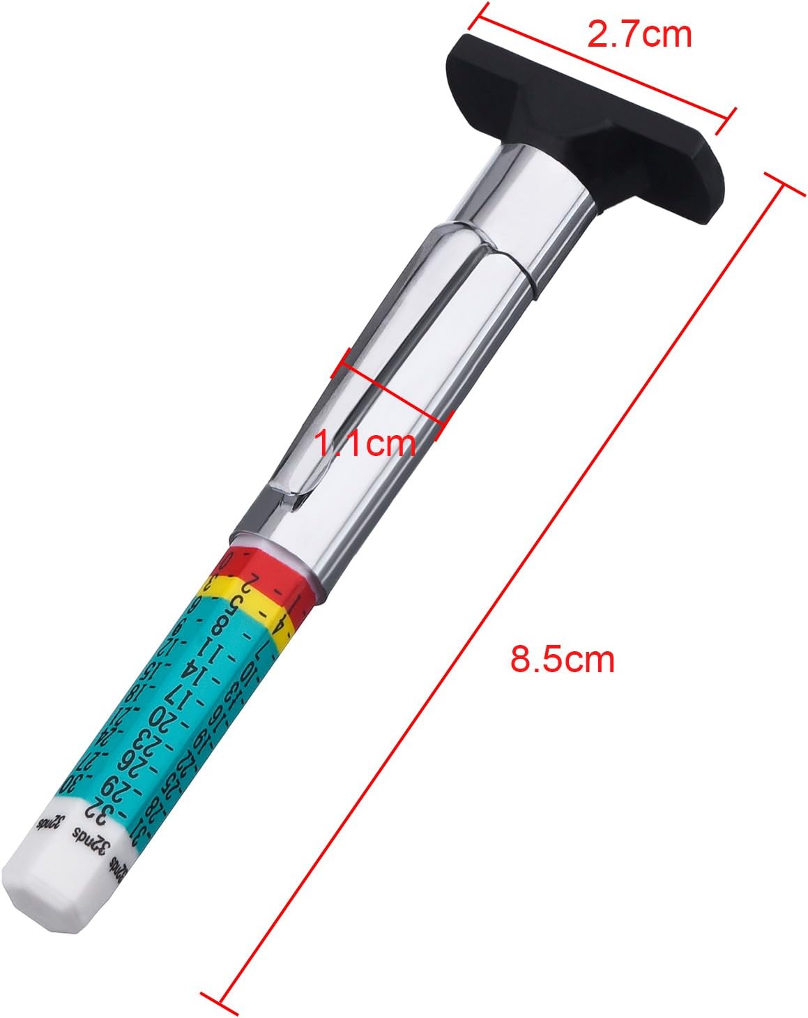 BBTO 50 Packs Tyre Tread Depth Gauge Color Coded Tire Depth Gauge Tool Tire Tread Accurate Measurement Tools, Green