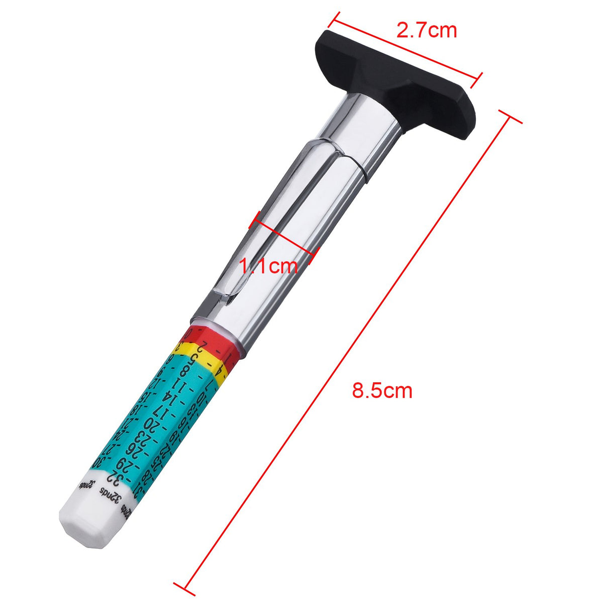 Xuhal 20 Packs Tyre Tread Depth Gauge Color Coded Tire Depth Gauge Tool Tire Tread Accurate Measurement Tools