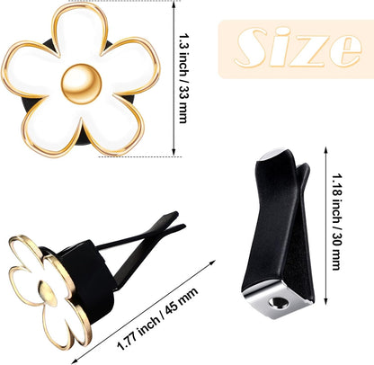 Frienda 6 Pcs Daisy Flower Air Vent Clip Accessories Air Conditioning Outlet Clip Car Air Freshener Dashboard Accessories Charm Car Inter Decor(3 cm, 3.3 cm,White)