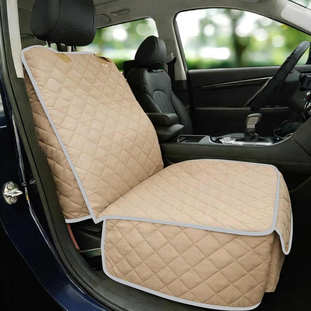 Bark Lover Deluxe Dog Seat Cover for Front Seat-More Durable Waterproof Front Seat Protector, High Heat Resistant and Nonslip Front Seat Cover for Dogs Kids, Universal Size (Black,1 Pack)