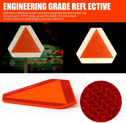 Slow Moving Vehicle Safety Sign,Slow Moving Vehicle Triangle Sign,Plastic 14"x16" Engineering Grade Reflective for Golf Cart (Plastic)