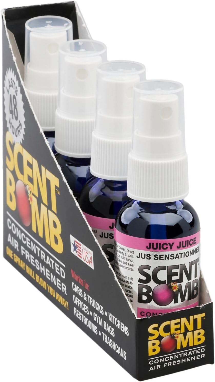 Scent Bomb Air Freshener Spray, Long-Lasting Odor Eliminator - Effective Deodorizer for Home & Car, Fresh Room Spray for Kitchen, Bathroom & Smell Neutralizer - 1 oz Pack of 4, Black Cherry Scent