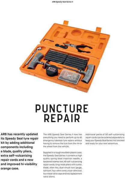 ARB 10000011 Speedy Seal 2 - Universal Heavy Duty Tire Repair Kit For Car, Truck, RV, Jeep, ATV, Motorcycle, Tractor, Trailer. Flat Tire Puncture Repair Kit Fix Punctures and Plug Flats 50 String Plug