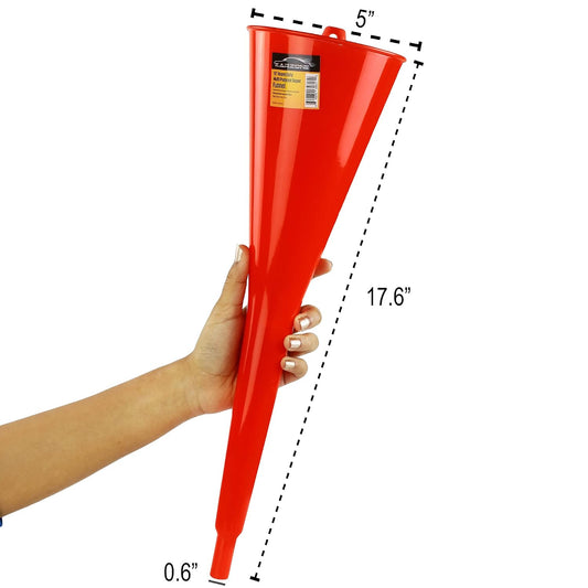 Long Neck Funnel, Oil Funnels for Oil Change, Long Funnels for Transmission Fluid, Automotive Funnel for Gas & Lubricants (12.0 Fluid Ounces, Red)