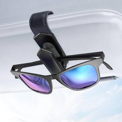 Veharvim Sunglass Holder for Car (One-Handed-Operation, Gentle & Secure Hold, Silicone Padded, Universal Fit, Metal Clip) Visor Sunglass Holder Clip,Visor Sunglass Car (Black, 2 Pack)