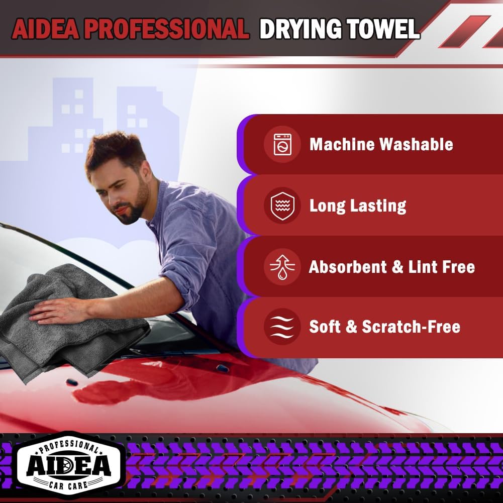 AIDEA Microfiber Cleaning Cloth 24 Pack, Microfiber Towels for Cars, Soft & Absorbent Cleaning Rags, Premium Lint Free Shop Towels for House, Kitchen, Car, 12inx16in