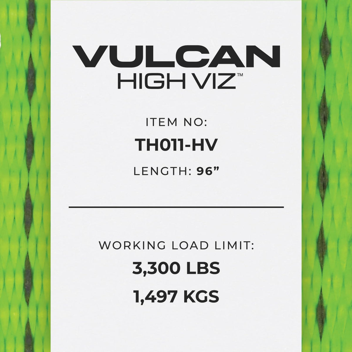 VULCAN Car Tie Down with Flat Hooks - Lasso Style - 2 Inch x 96 Inch - 4 Pack - Silver Series - 3,300 Pound Safe Working Load