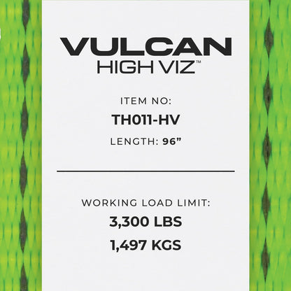 VULCAN Car Tie Down with Flat Hooks - Lasso Style - 2 Inch x 96 Inch - 4 Pack - Silver Series - 3,300 Pound Safe Working Load