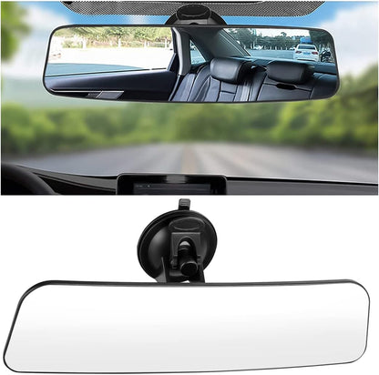 8sanlione Car Rearview Mirrors, Shock Resistant Interior Clip-on Panoramic Rear View Mirror for Car, Wide Viewing Range, 12 inch HD Universal Use for Cars, SUVs, Trucks, Vehicles (White)