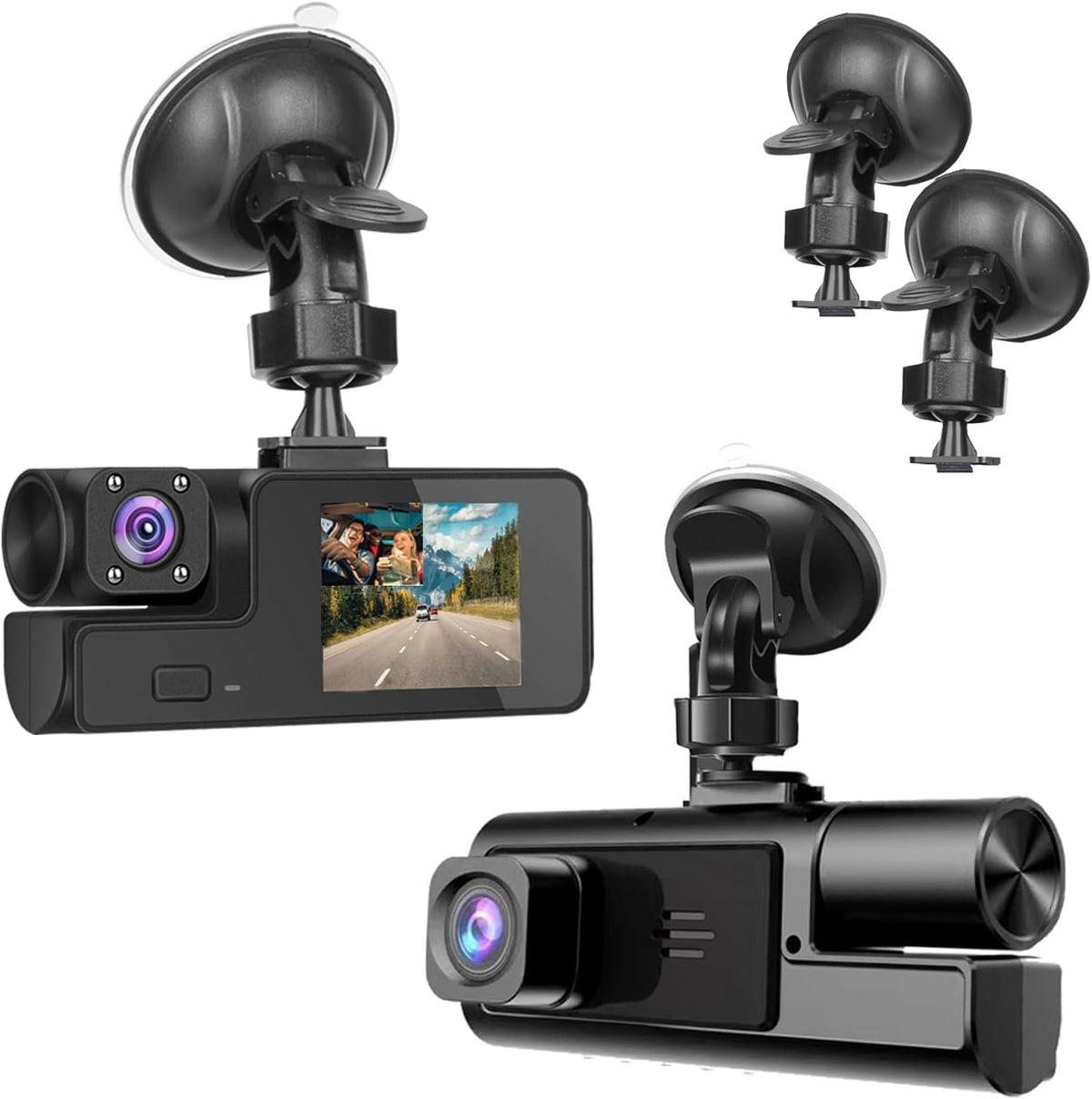 1080P Dual Dash Camera for Car Front and Inside Dashcam Car Security Video Recorder,170°Wide Angle Vehicle Cam,WDR,G-Sensor,2’’ IPS Screen,Loop Recording,Night Vision (Dual Dash Cam Without Card)