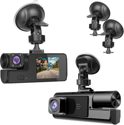 1080P Dual Dash Camera for Car Front and Inside Dashcam Car Security Video Recorder,170°Wide Angle Vehicle Cam,WDR,G-Sensor,2’’ IPS Screen,Loop Recording,Night Vision (Dual Dash Cam Without Card)