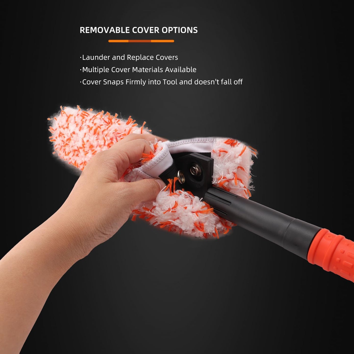 SPTA Car Wheel Brush Set, 2Pcs Microfibre Rim Brush with Extra 2 Large and 2 Small Interchangeable Microfiber Covers, Rim Cleaner Brush for Wheel Cleaning, Wheel Cleaning Brush for All Wheel Types