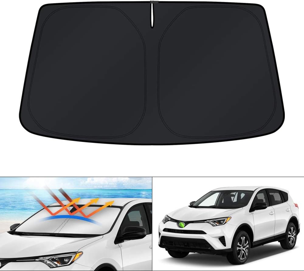 KUST Windshield Sun Shade for Toyota RAV4 2019-2022 2023 2024 2025 2026 Window Accessories Shade Sun Visor Cover Foldable Block UV Rays - Colors F