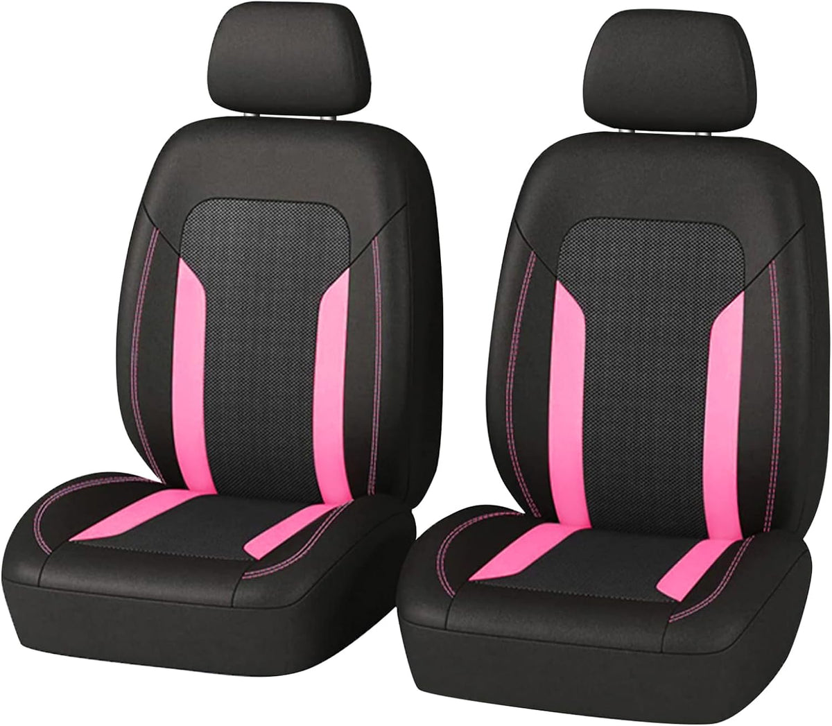2 Pack Universal Car Seat Cover with Breathable Mesh Backrest,Comfortable Car Seat Protector with Foam Padding and Retaining Buckle,Highly Elastic Car Seat Covers Full Set (Pink)