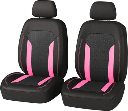 2 Pack Universal Car Seat Cover with Breathable Mesh Backrest,Comfortable Car Seat Protector with Foam Padding and Retaining Buckle,Highly Elastic Car Seat Covers Full Set (Pink)