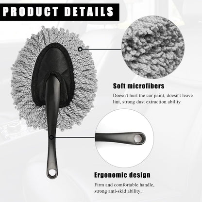 KVAEY Car Dash Duster Brush, Super Soft Microfiber Multi-Functional Car Cleaning Brush, Scratch Free Dash Dusting Tool with a Anti-Skid Handle for Vehicle Home Kitchen Cleaning (Gray)