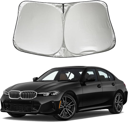 Car Windshield Sun Shade Sunshade Compatible With BMW 3-Series 328i 335i 320i 330i 325i F30 F31 M3 E60 E61 2027 2026 2025 2024 2023 2022-2013 Accessories, Foldable Car Front Window Sun Shield