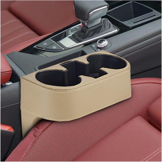 ZIMISI Car Cup Holder, PU Leather Auto Front Console Gap Filler Organizer, Multifunctional Cup Drink Holder, Car Seat Gap Filler Storage Box, Coin Bucket, Cell Mobile Phone Holder (Grey)