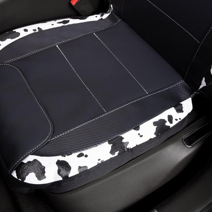 Flying Banner Carbon Fiber Leather Vehicle Seat Covers, Leopard Gray Black, Universal Fit - 8PCS