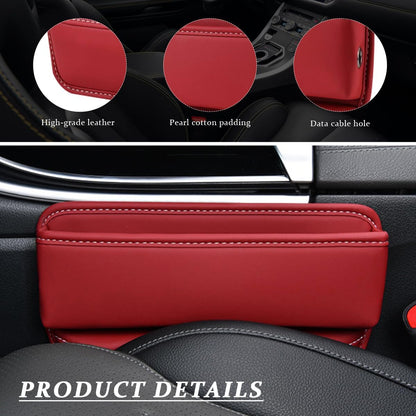Kewucn Car Seat Gap Organizer, Adjustable Leather Front Seat Gap Filler Storage Box, Multifunctional Auto Console Side Pocket Organizer for Phone Glasses Key Card, Car Accessories (Black)