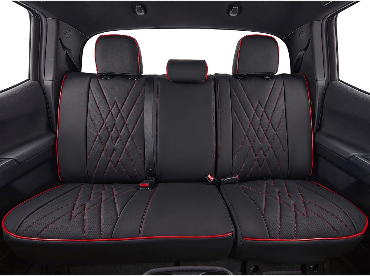 EKR Tacoma Car Seat Covers Custom Fit for Toyota Tacoma (Petrol) 2024 2025 2026 DoubleCab/CrewCab SR/SR5/TRD Sport/TRD Off-Road/Limited -Truck Seat Covers Full Set,Faux Leather(Black)