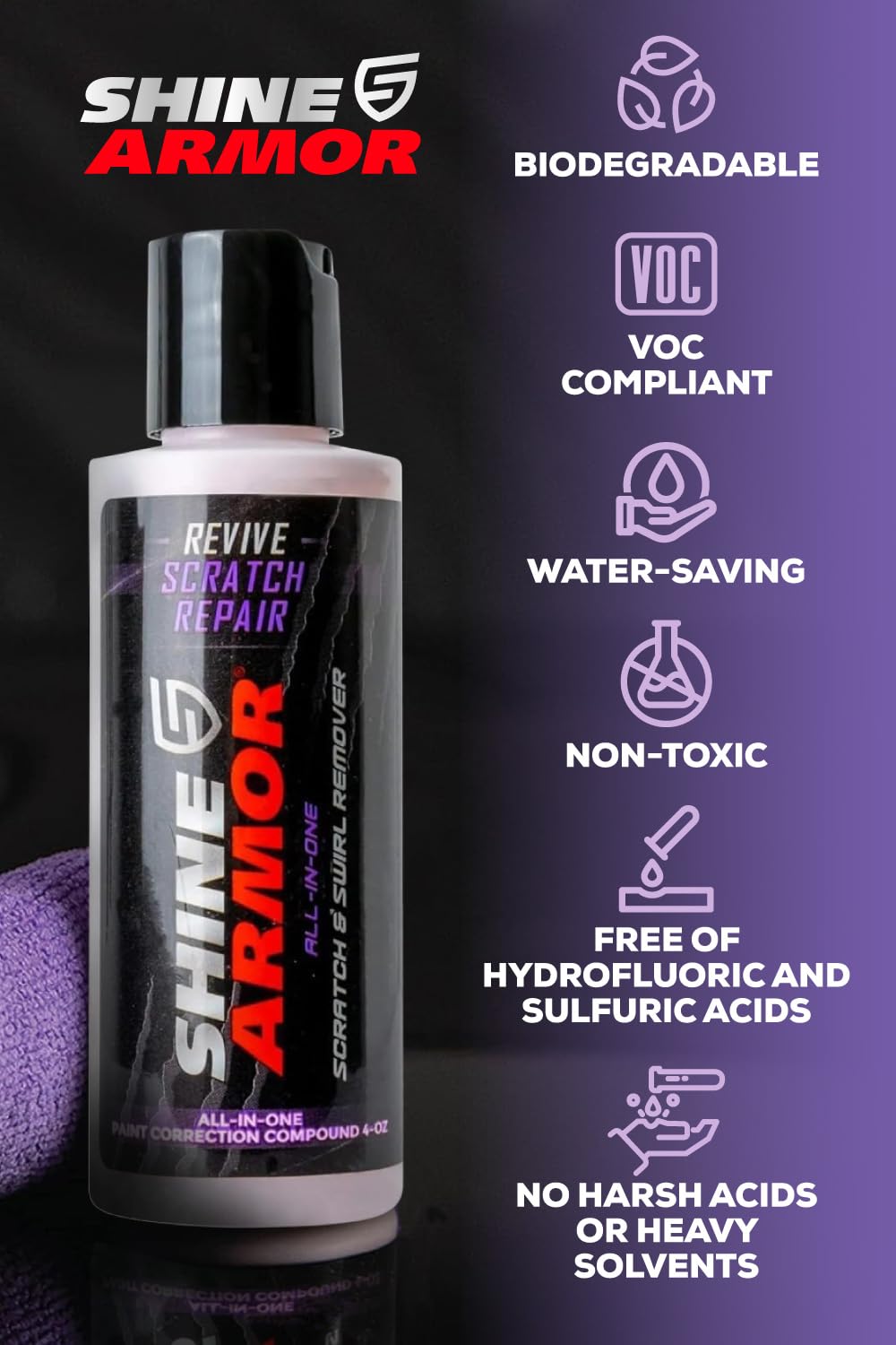 SHINE ARMOR Car Scratch Remover Repair Protection & Swirl Remover Polish 4oz