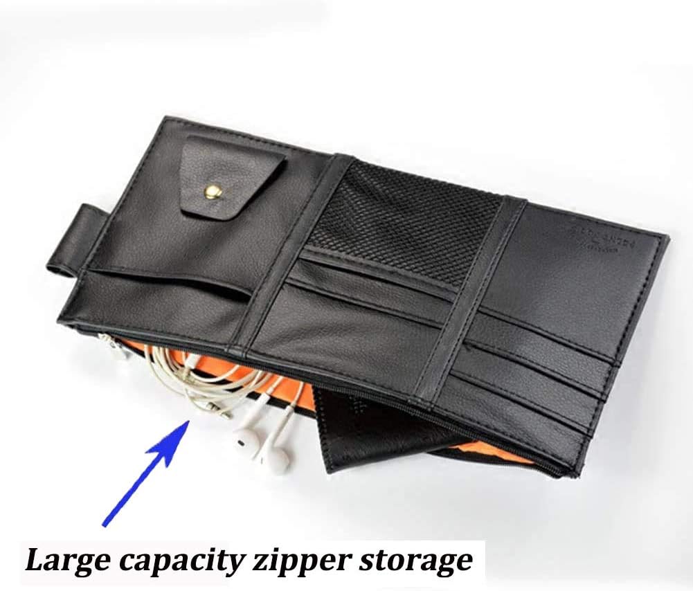 Car Visor Organizer, Auto Interior Accessories, Car Truck SUV Storage Pouch Holder, with Multi-Pocket Net Zipper (Black)