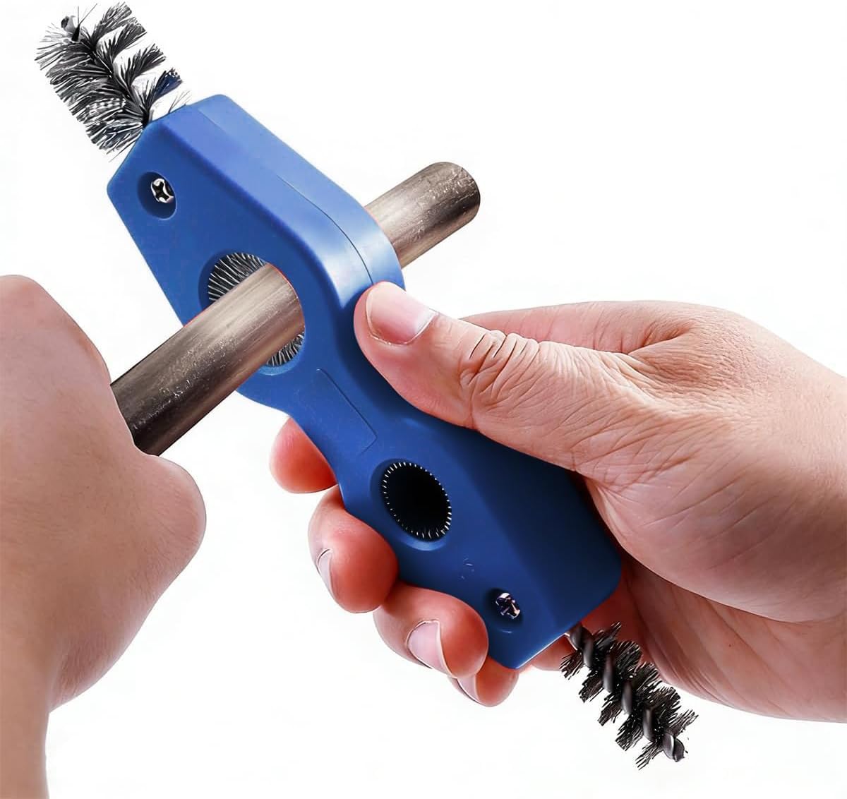Car Battery Terminal Cleaning Brush, 4 in 1 Vehicle Battery Terminal Clean Steel Wire Heads Brush, Automotive Machine Part Cleaning Tool, Universal for SUV RV Lorry (Blue)