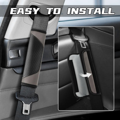 2PCS Car Seat Belt Cover Pad, Soft Carbon Fiber Leather Seatbelt Shoulder Protector for a More Comfortable Driving, Universal Safety Belt Strap Cover to Protect Your Neck (Blue)